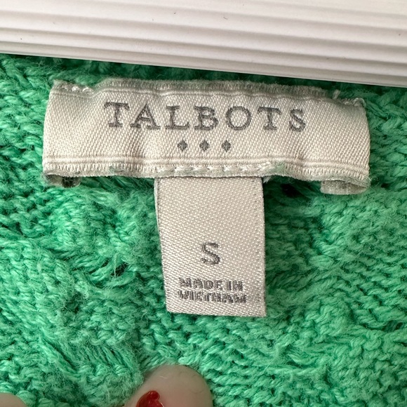 Talbots Green Crewneck Sweater with Knit Yoke small - Picture 3 of 5
